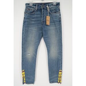 Polo Ralph Lauren Women's The‎ Callen High Rise Slim Jeans Beaded Blue Size 27 R